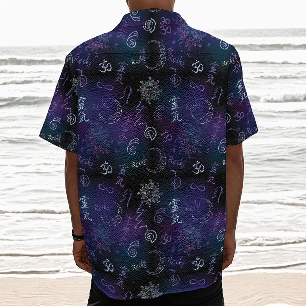 Reiki Energy Pattern Print Textured Short Sleeve Shirt