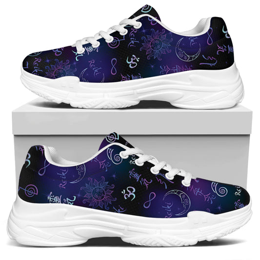 Reiki Energy Pattern Print White Chunky Shoes