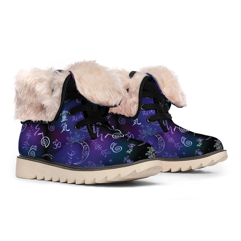 Reiki Energy Pattern Print Winter Boots