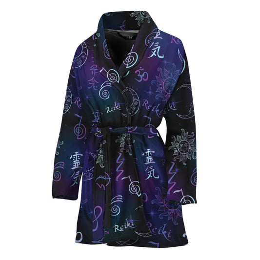 Reiki Energy Pattern Print Women's Bathrobe