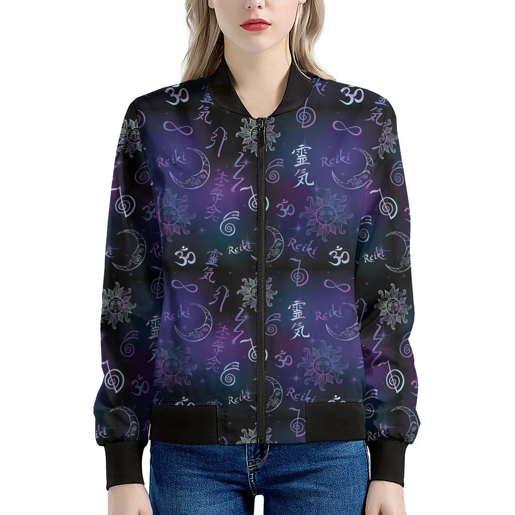 Reiki Energy Pattern Print Women's Bomber Jacket