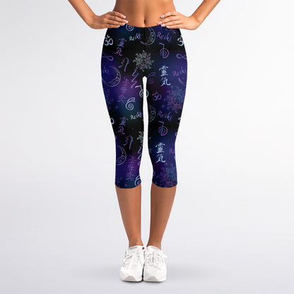 Reiki Energy Pattern Print Women's Capri Leggings