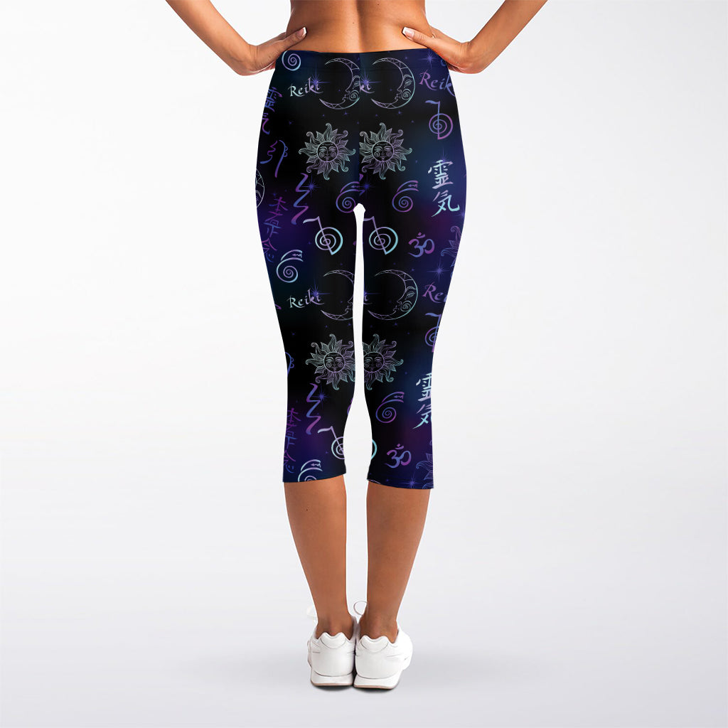 Reiki Energy Pattern Print Women's Capri Leggings
