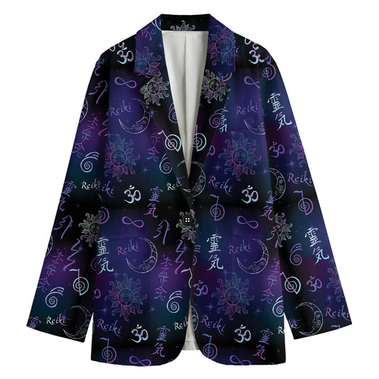Reiki Energy Pattern Print Women's Cotton Blazer
