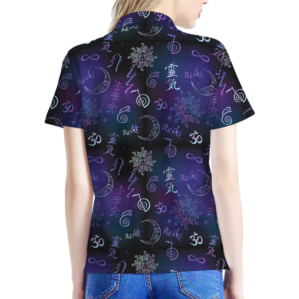 Reiki Energy Pattern Print Women's Polo Shirt