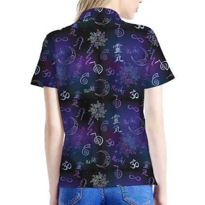 Reiki Energy Pattern Print Women's Polo Shirt