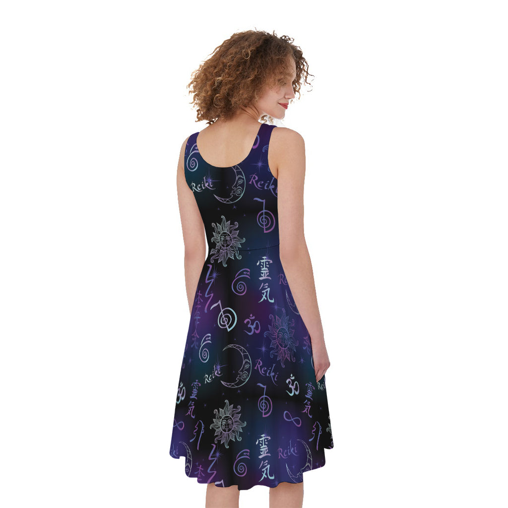 Reiki Energy Pattern Print Women's Sleeveless Dress