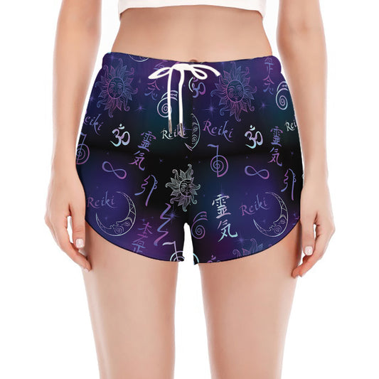 Reiki Energy Pattern Print Women's Split Running Shorts