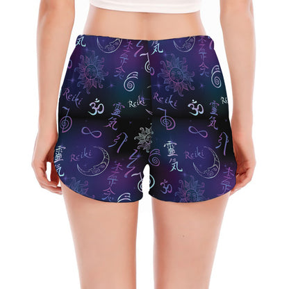 Reiki Energy Pattern Print Women's Split Running Shorts