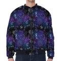 Reiki Energy Pattern Print Zip Sleeve Bomber Jacket