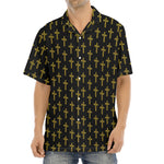 Religious Cross Pattern Print Aloha Shirt