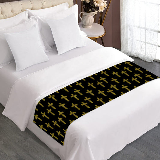 Religious Cross Pattern Print Bed Runner