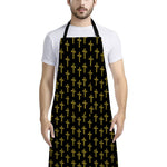 Religious Cross Pattern Print Bib Apron With Pocket