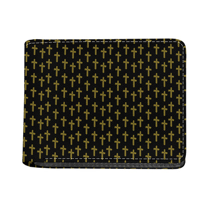 Religious Cross Pattern Print Bifold Wallet