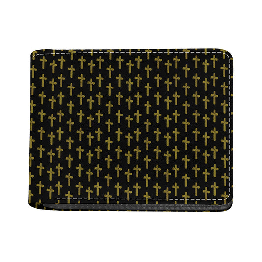 Religious Cross Pattern Print Bifold Wallet