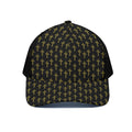 Religious Cross Pattern Print Black Mesh Trucker Hat