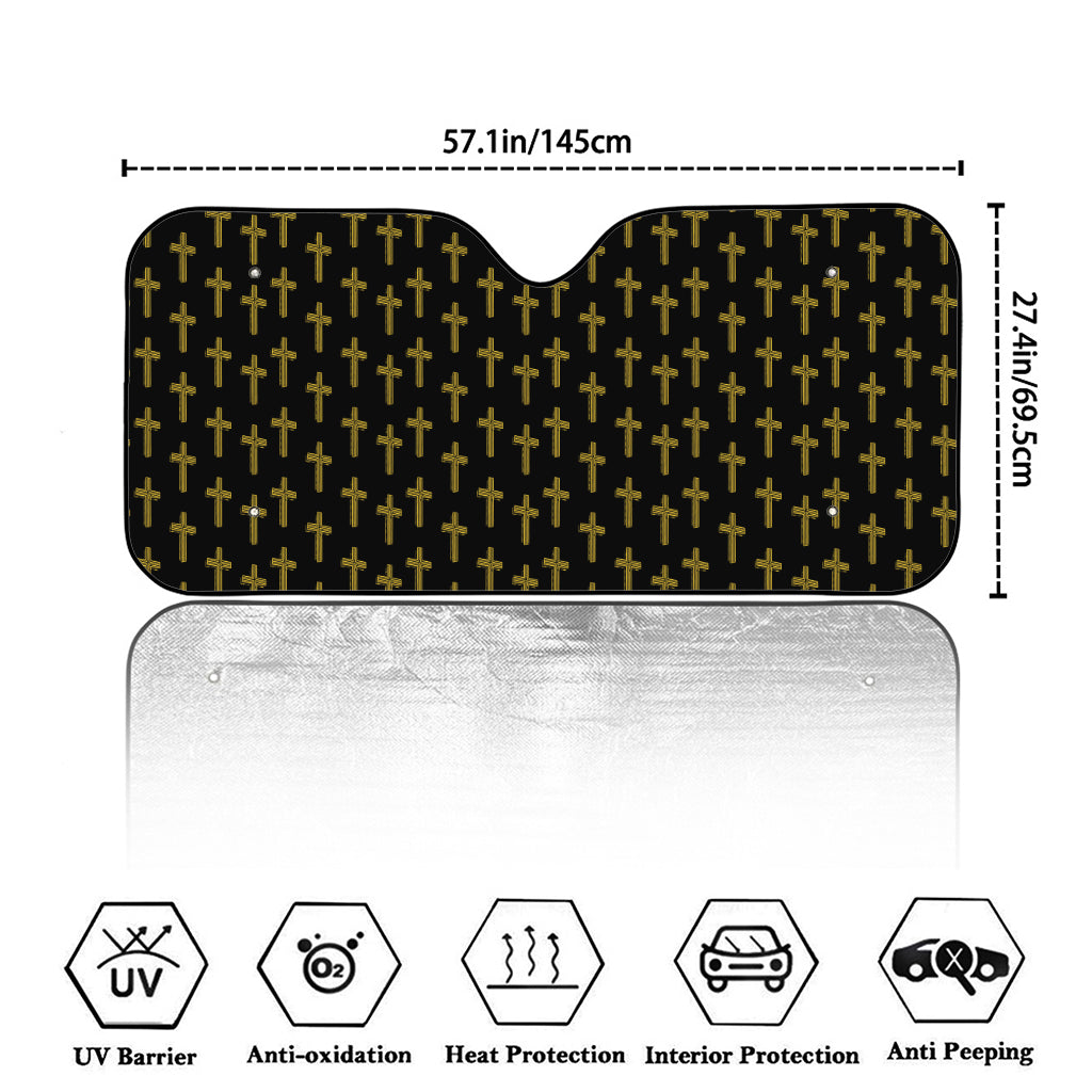 Religious Cross Pattern Print Car Windshield Sun Shade