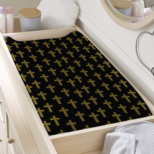Religious Cross Pattern Print Changing Pad Cover