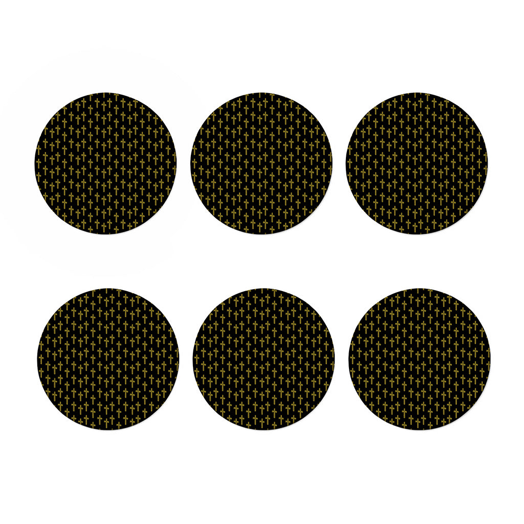 Religious Cross Pattern Print Coaster Set