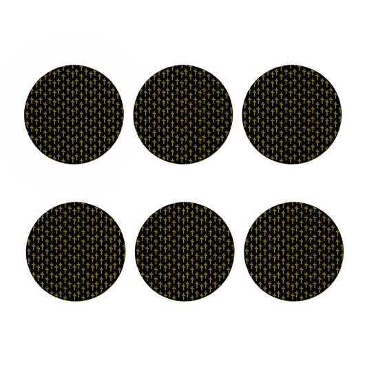 Religious Cross Pattern Print Coaster Set