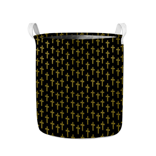 Religious Cross Pattern Print Collapsible Laundry Basket