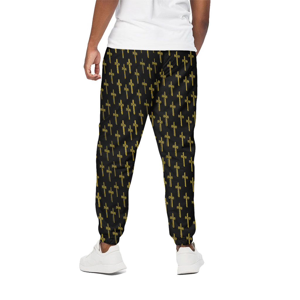 Religious Cross Pattern Print Cotton Pants
