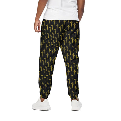 Religious Cross Pattern Print Cotton Pants