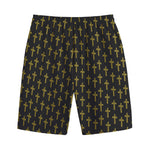 Religious Cross Pattern Print Cotton Shorts