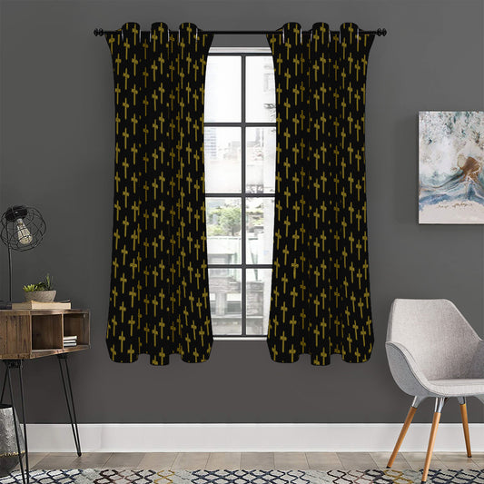 Religious Cross Pattern Print Curtain