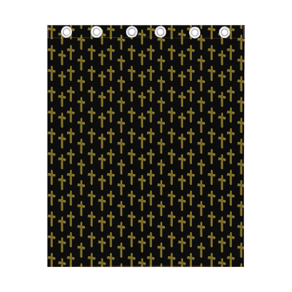 Religious Cross Pattern Print Curtain