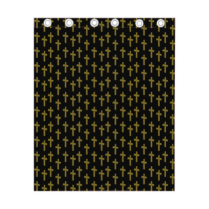 Religious Cross Pattern Print Curtain