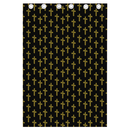 Religious Cross Pattern Print Curtain