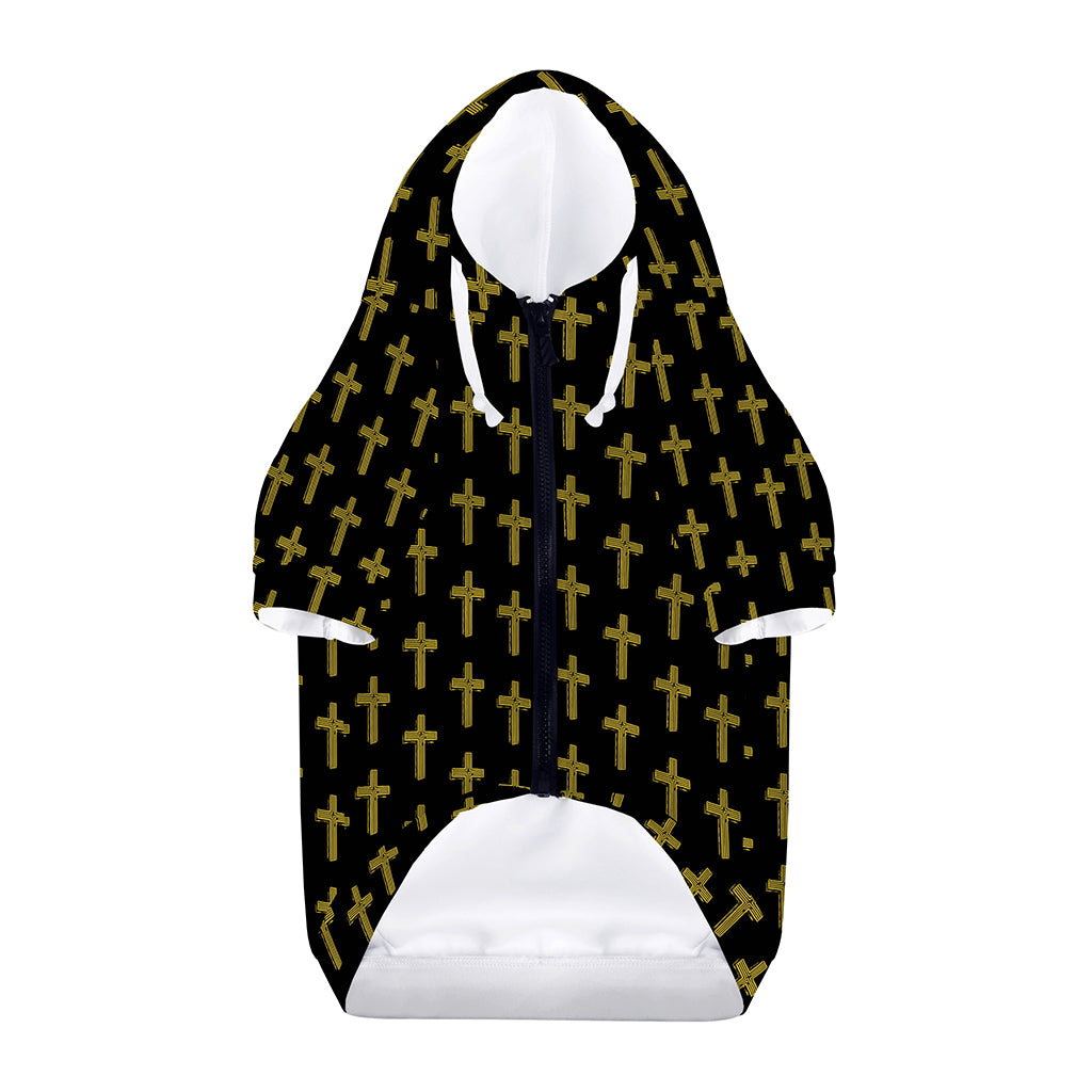 Religious Cross Pattern Print Dog Zip Up Hoodie