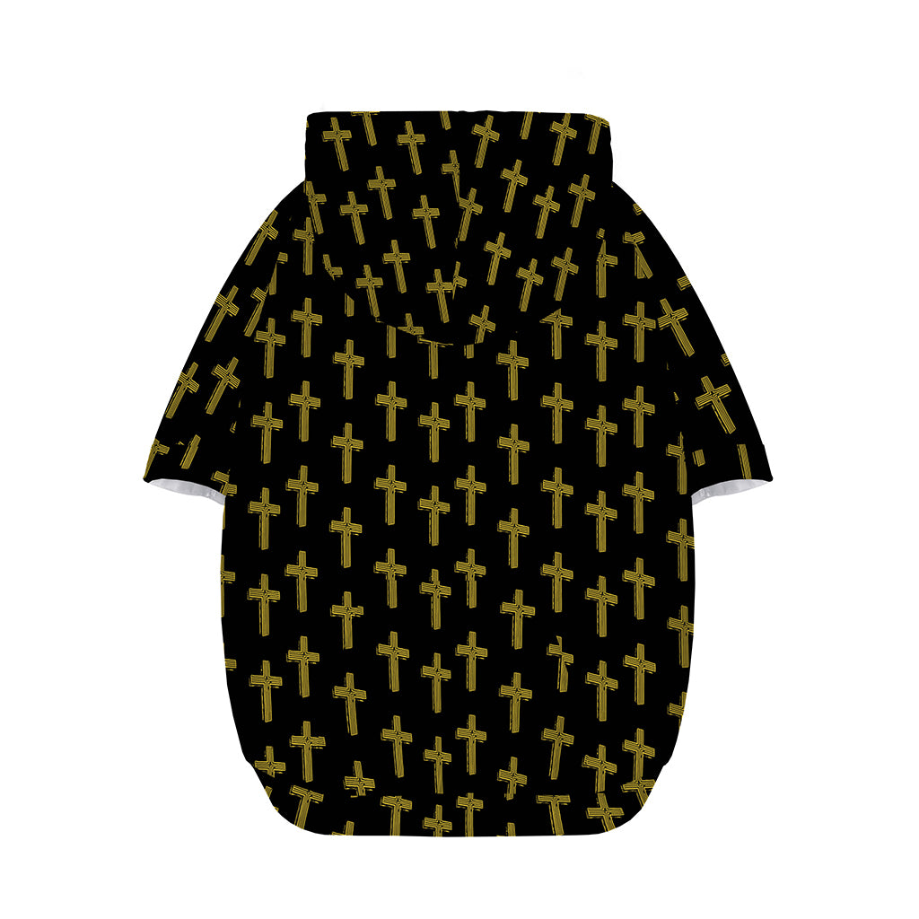 Religious Cross Pattern Print Dog Zip Up Hoodie