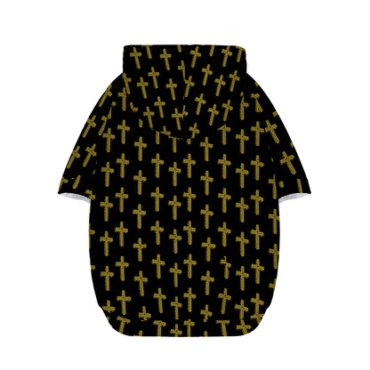 Religious Cross Pattern Print Dog Zip Up Hoodie