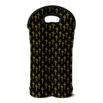 Religious Cross Pattern Print Double Neoprene Wine Tote