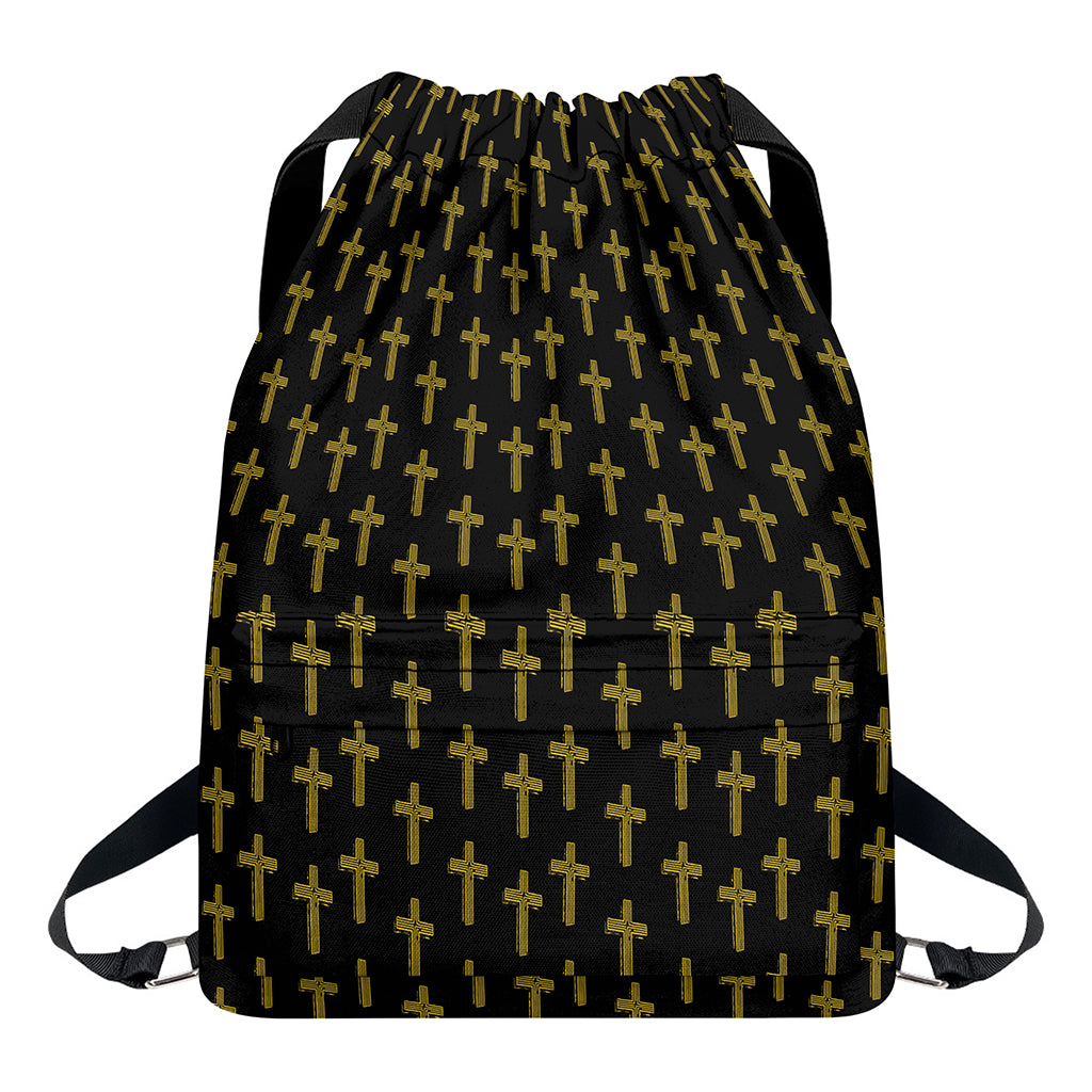 Religious Cross Pattern Print Drawstring Backpack