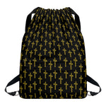 Religious Cross Pattern Print Drawstring Backpack