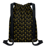 Religious Cross Pattern Print Drawstring Backpack
