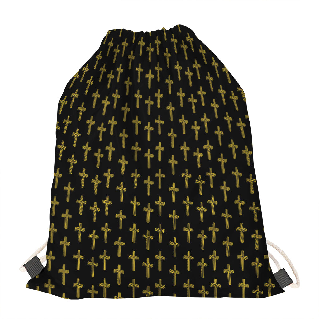 Religious Cross Pattern Print Drawstring Bag