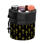 Religious Cross Pattern Print Drawstring Makeup Bag