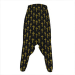 Religious Cross Pattern Print Hammer Pants