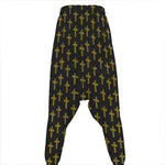 Religious Cross Pattern Print Hammer Pants