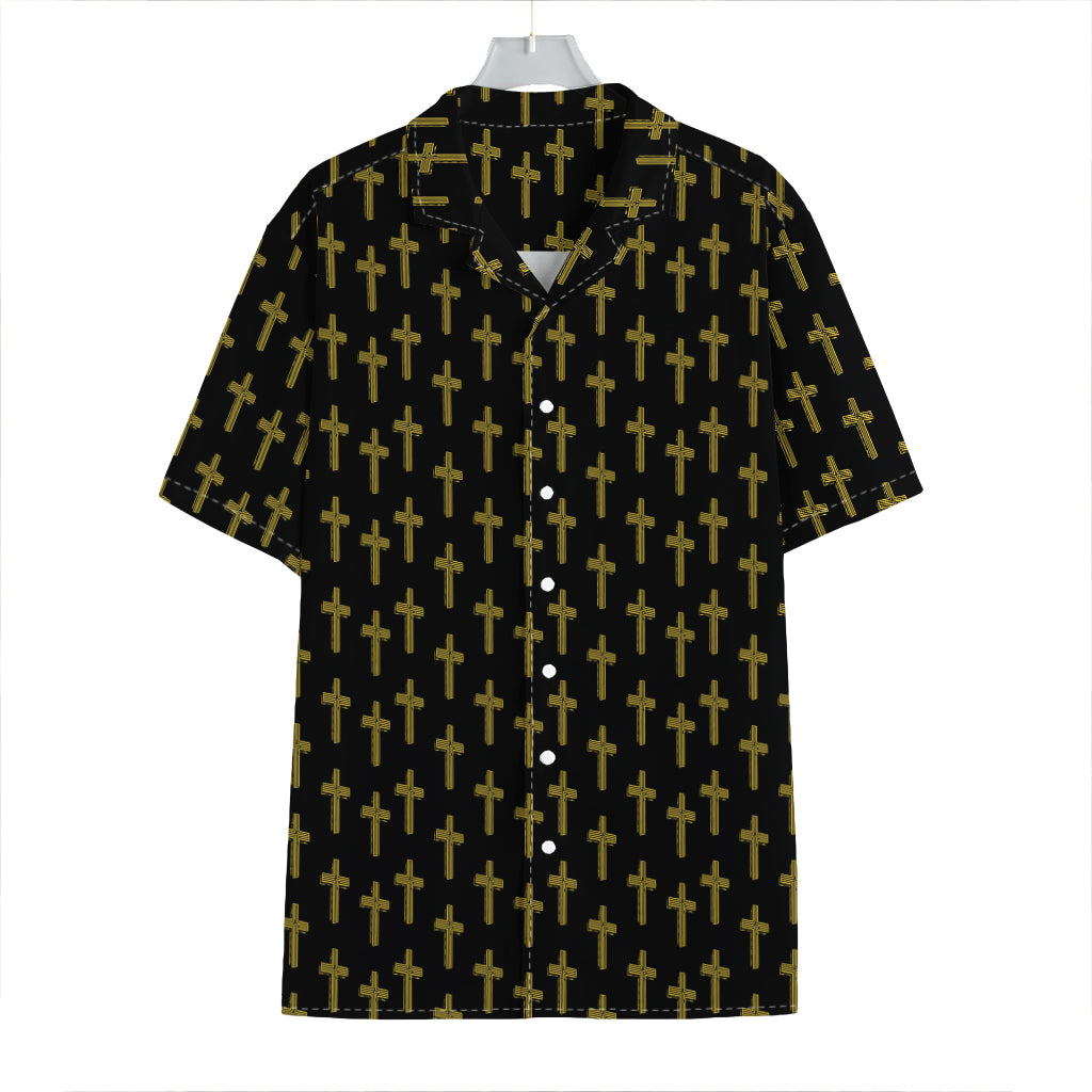 Religious Cross Pattern Print Hawaiian Shirt