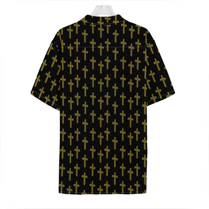 Religious Cross Pattern Print Hawaiian Shirt