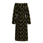 Religious Cross Pattern Print Hooded Bathrobe