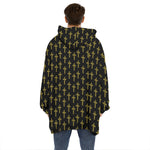 Religious Cross Pattern Print Hoodie Blanket