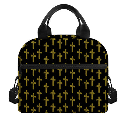 Religious Cross Pattern Print Insulated Lunch Bag