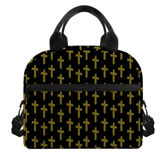 Religious Cross Pattern Print Insulated Lunch Bag