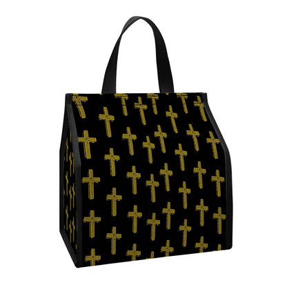 Religious Cross Pattern Print Insulated Lunch Tote
